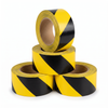 Yellow/Black hazard stripe economy vinyl floor tape 4-pack — four 2 inch by 108 ft rolls, diagonal OSHA caution stripes