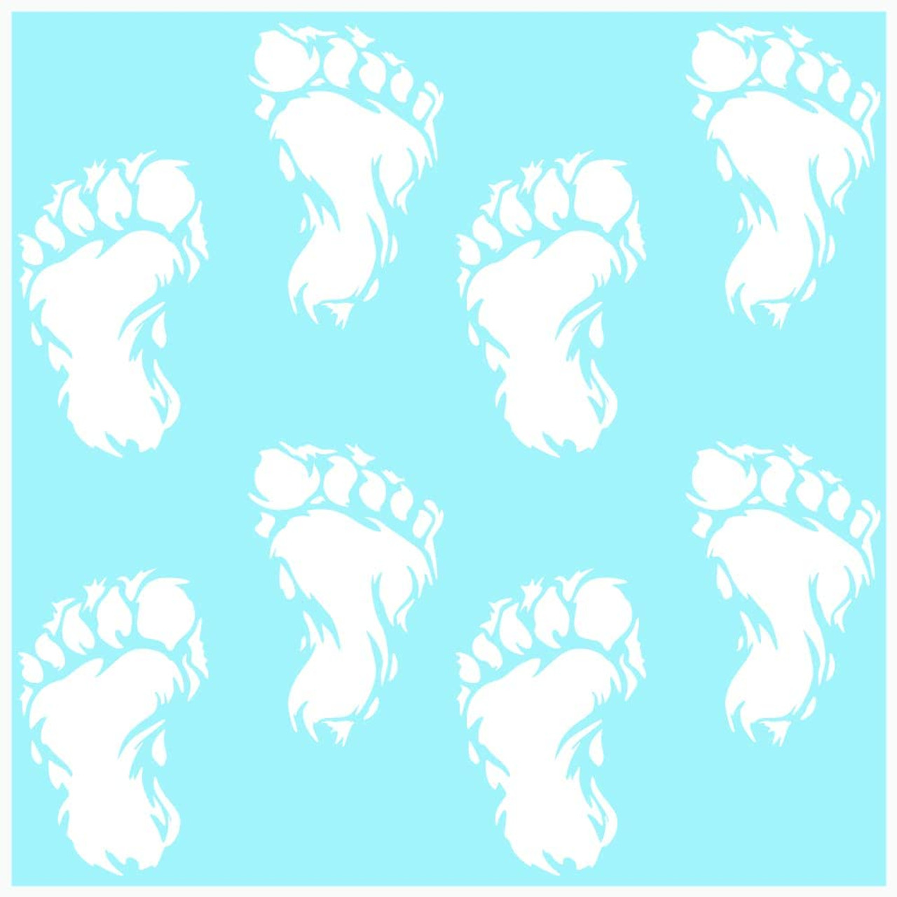 8 Super Fun White Yeti Footprint vinyl decals/stickers.