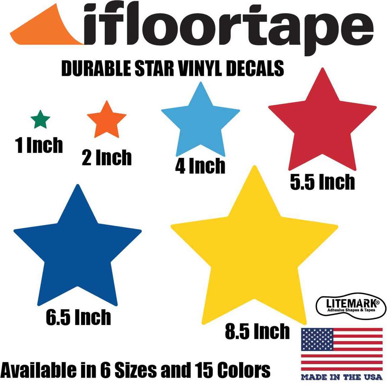 LiteMark Durable Gloss Finish Star Vinyl Decal Stickers