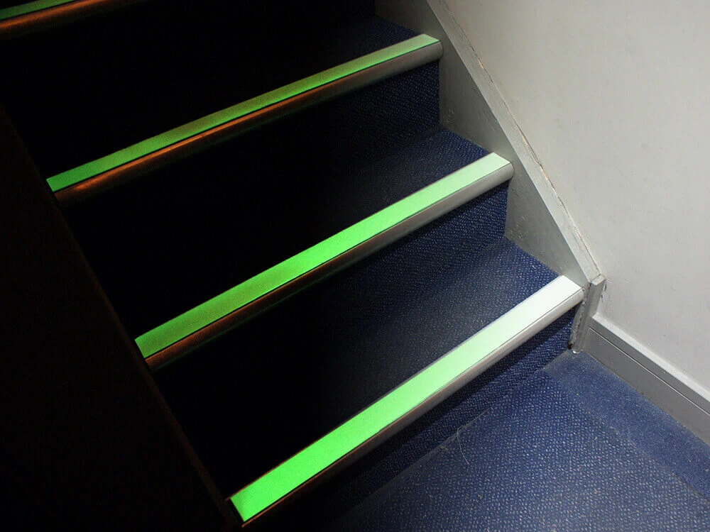 SafetyMark Non-Abrasive Glow Anti-Slip Tape SM-3452 SM-3454 green glow on dark surface