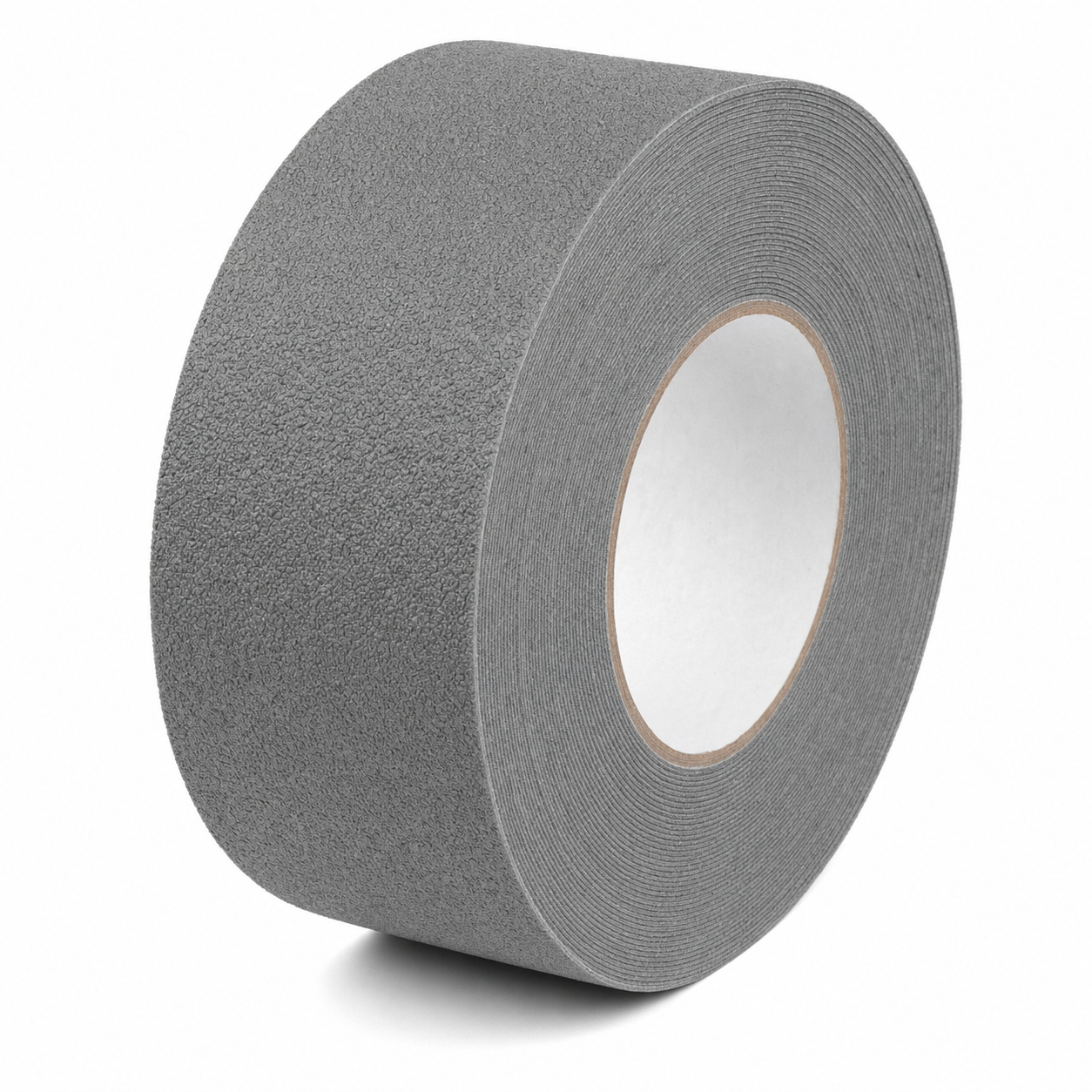 Thick Coarse Resilient TCR gray anti-slip tape roll — 0.078 in thickness, firm PVC pebble pattern, 95 TRL dry / 60 TRL wet, R10 DIN 51130, NFSI High-Traction for industrial stair-nose channels and threshold plates.