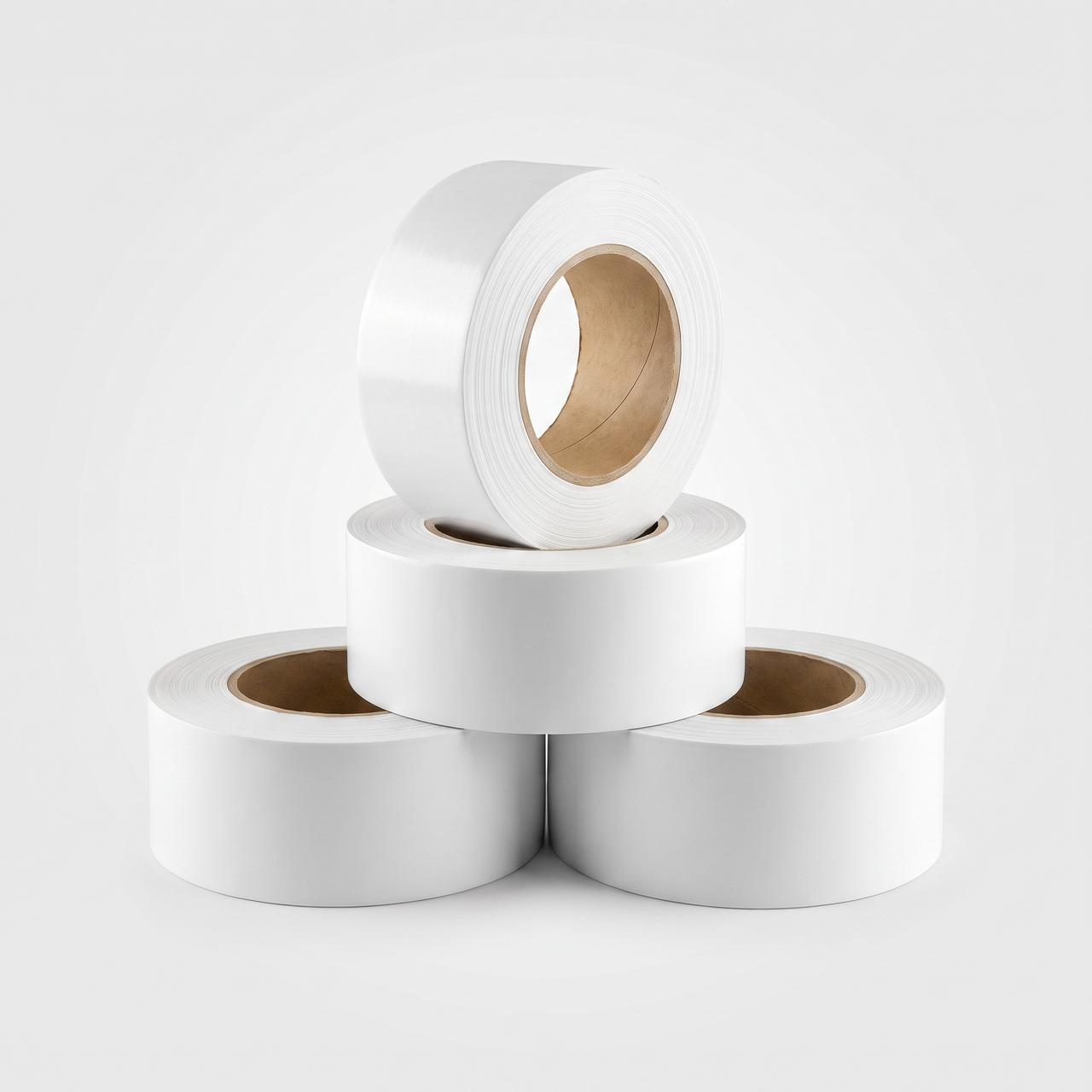 White economy vinyl floor marking tape 4-pack — four 2 inch by 108 ft rolls of clean white PVC tape