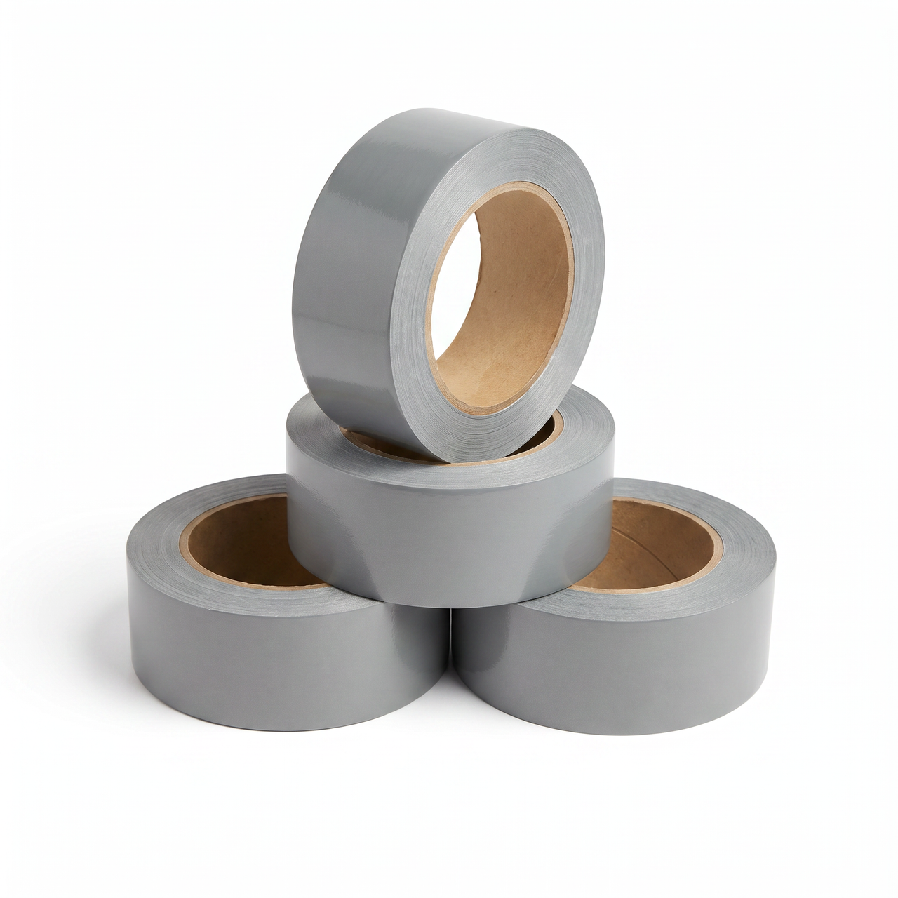 Grey economy vinyl floor marking tape 4-pack — four 2 inch by 108 ft rolls of neutral grey PVC tape