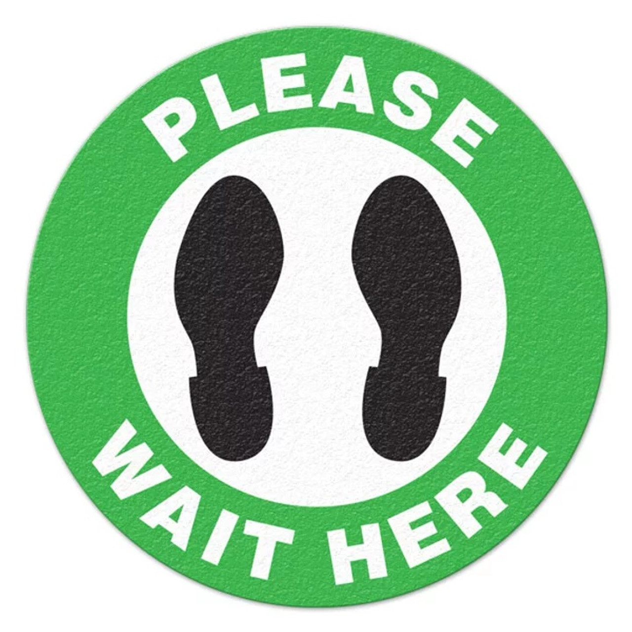 PLEASE WAIT HERE - Green Anti Slip Indoor Floor Sign
