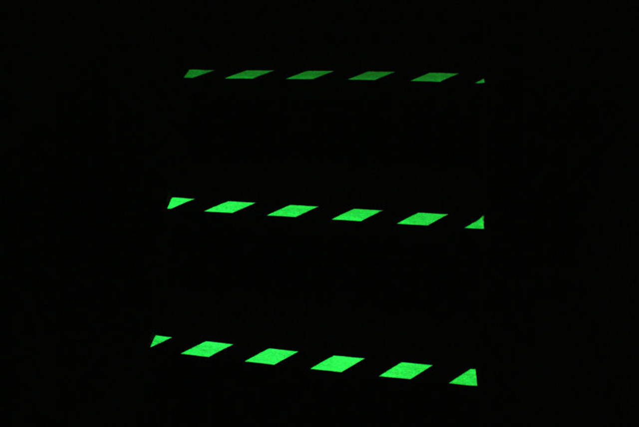 Hazard Stripe 25mm and 50mm 10 Metre Photo luminescent Glow in the Dark 