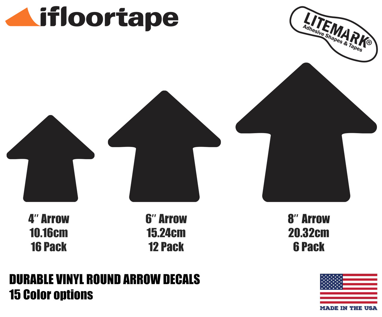 LiteMark Durable Rounded Arrow Size Selection Swatch Chart