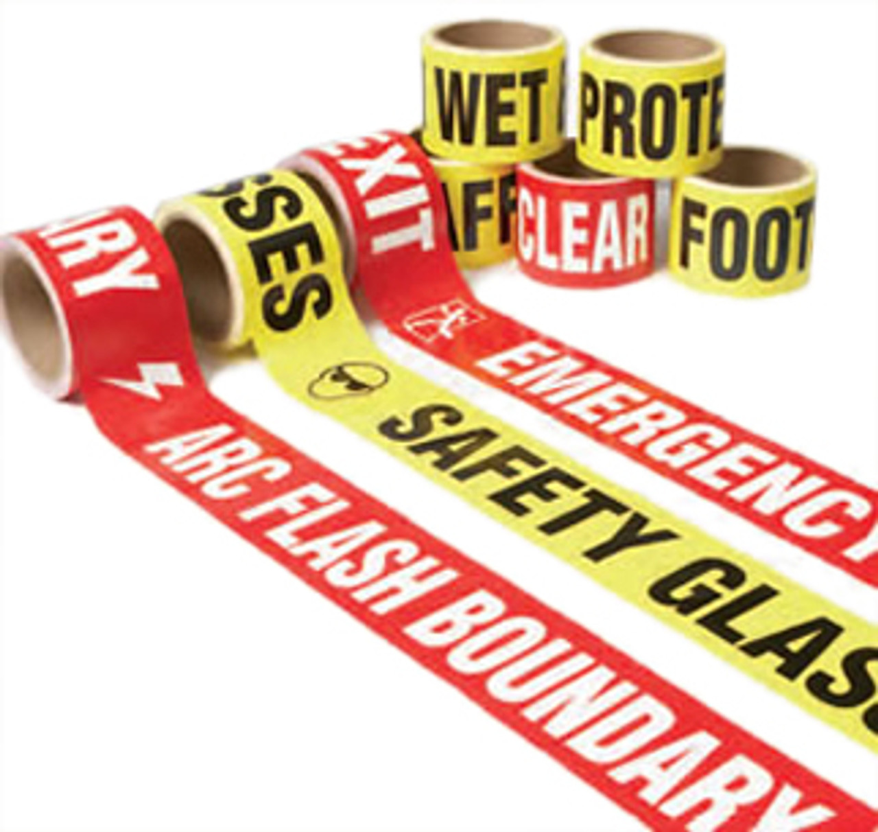 Emergency Exit 3 Inch x 54 Foot Red w/White Print