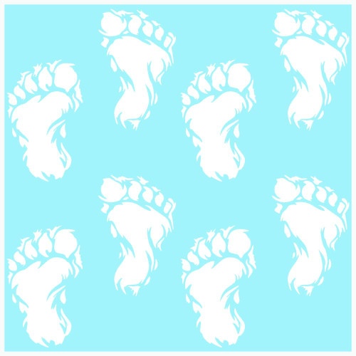 8 Super Fun White Yeti Footprint vinyl decals/stickers.