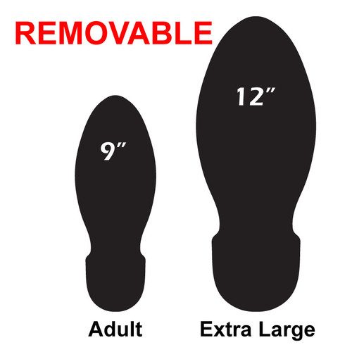 LiteMark Removable Unifoot Straight Shoeprint Decal Size Chart