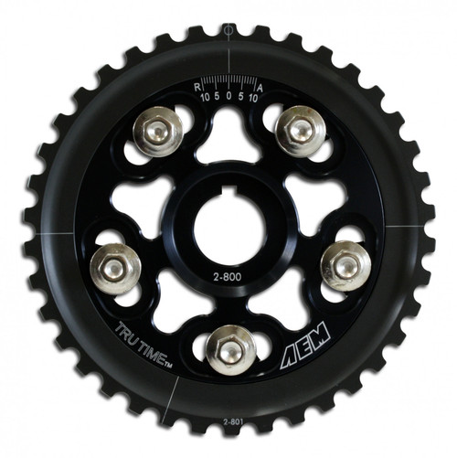 AEM Tru-Time Adjustable Cam Gear Black 5-Bolt Honda D15B7, D16A6 & D16Z6 (AEM-23-800BK)