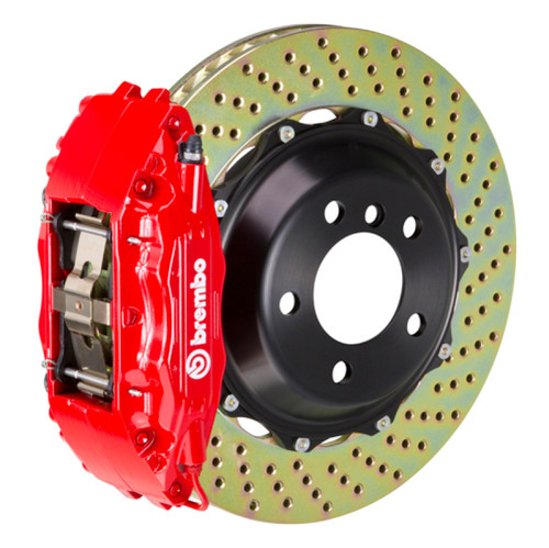 Brembo 96-01 A4/98-04 A6 2.8 Front GT BBK 4 Piston Cast 2pc 332x32 2pc Rotor Drilled-Red - 1B1.7001A2 Photo - Primary
