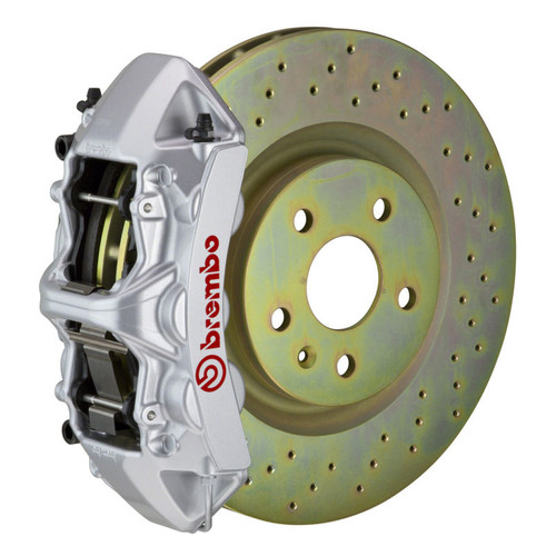 Brembo 05-14 Mustang GT Excl non-ABS Equipped Fr GT BBK 6Pist Cast 355x32 1pc Rtr Drill-Silver - 1M4.8001A3 Photo - Primary