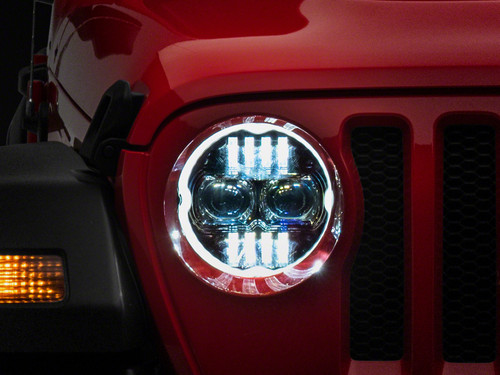 Raxiom 18-23 Jeep Wrangler JL Axial Series 9-In Angel Eye LED Headlights- Blk Housing (Clear Lens) - J171705 Photo - Primary