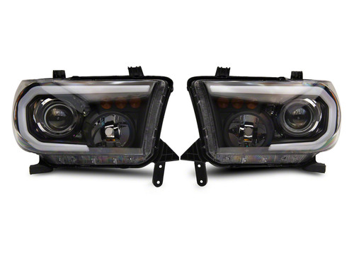 Raxiom 07-13 Toyota Tundra Axial Projector Headlights w/ SEQL LED Bar- Blk Housing (Clear Lens) - TU16007 Photo - Primary