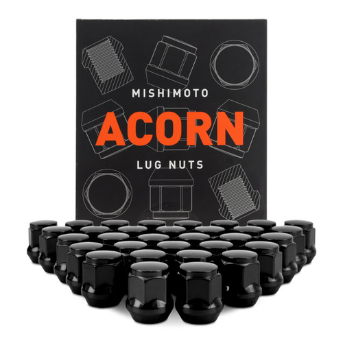 Mishimoto Steel Acorn Lug Nuts M14 x 1.5 - 32pc Set - Black - MMLG-AC1415-32BK Photo - Primary