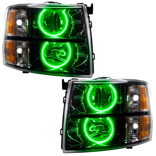 Oracle Lighting 07-13 Chevrolet Silverado Assembled Halo Headlights Round Style - Blk Housing -Green - 7105-004 Photo - Primary