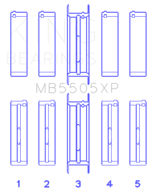 King Ford V8 351ci 5.8L / 400ci 6.6L 16V (Size STDX Oversized) Main Bearing Set - MB5505XPSTDX Photo - Primary