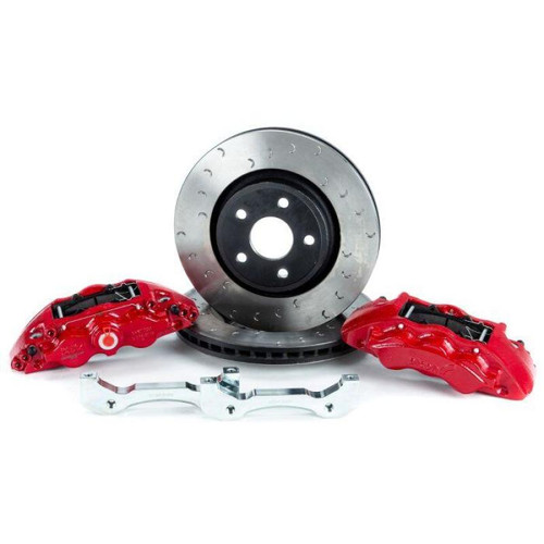 Alcon 2018+ Jeep JL 350x32mm Rotors 6-Piston Red Calipers Front Brake Upgrade Kit - BKF1551K06 Photo - Primary