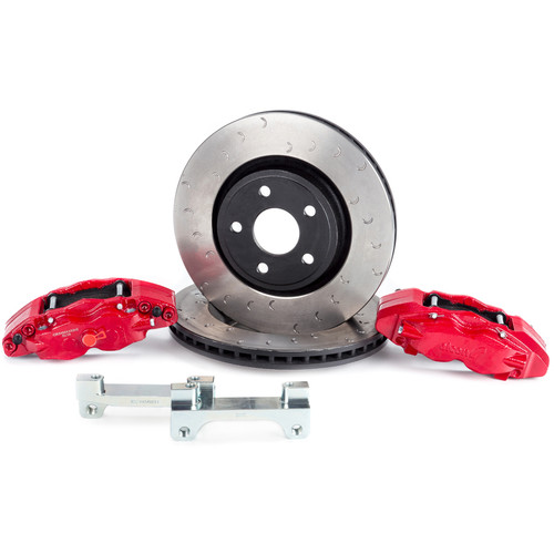 Alcon 07+ Jeep JK w/ 5x5.5in Hub 357x32mm Rotor 4-Piston Red Calipers Front Brake Upgrade Kit - BKF5459AX13 Photo - Primary