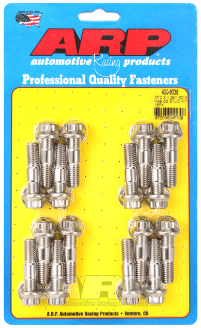 ARP M10 x 1.25/1.50 x 48 Stainless Steel 12pt Broached Stud Kit (16/pkg) - 400-8038 Photo - Primary