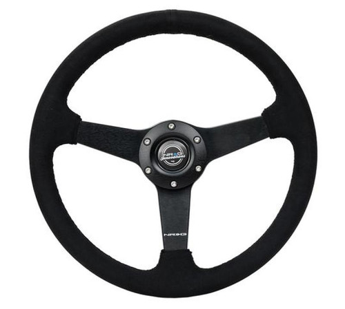 NRG Sport Steering Wheel (350mm/ 1.5in. Deep) Matte Black Spoke/ Black Alcantara w/ Black Stitching - RST-037MB-SA User 1