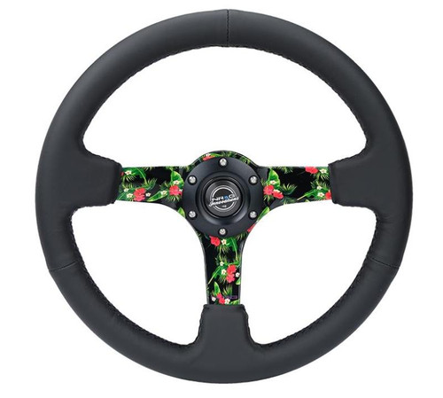 NRG Reinforced Steering Wheel (350mm/ 3in. Deep) Matte Black Spoke/Black Leather/ Yellow Center - RST-036TROP-R User 1