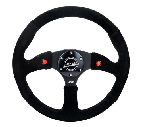 NRG Reinforced Steering Wheel (350mm/ 2.5in. Deep) Sport Suede Racing/ 4mm Matte Black Spoke - RST-023D-S User 1