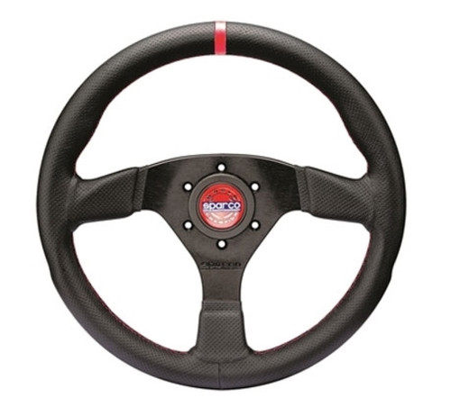 Sparco Steering Wheel R383 Champion Black Leather / Red Stiching - 015R383PLUNRS Photo - Primary