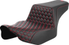 Saddlemen Step-Up Seat - Extended Reach - Front Honeycomb - Red Stitch - FL '23-'24