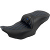 Saddlemen #823-07-206B1 - RoadSofa™ Seat - with Backrest - Carbon Fiber - Lattice Stitch - Blue Stitch - FLTR/FLHX '23-'24