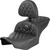 Saddlemen #823-07-206B2 - RoadSofa™ Seat - with Backrest - Carbon Fiber - Lattice Stitch - Gray Stitch - FLTR/FLHX '23-'24