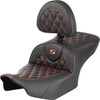Saddlemen #823-07-206B3 - RoadSofa™ Seat - with Backrest - Carbon Fiber - Lattice Stitch - Orange Stitch - FLTR/FLHX '23-'24