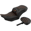 Saddlemen #823-07-206B3 - RoadSofa™ Seat - with Backrest - Carbon Fiber - Lattice Stitch - Orange Stitch - FLTR/FLHX '23-'24
