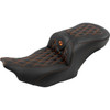Saddlemen #823-07-206B3 - RoadSofa™ Seat - with Backrest - Carbon Fiber - Lattice Stitch - Orange Stitch - FLTR/FLHX '23-'24