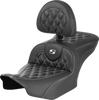 Saddlemen RoadSofa Seat - with Backrest - Carbon Fiber - Lattice Stitch - White Stitch - FLTR/FLHX '23-'24