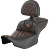 Saddlemen #823-07-184B3 - Roadsofa™ Extended Reach Seat - with Backrest - Lattice Stitch - Orange Stitch - FLTR/FLHX '23-'24