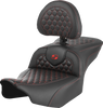 Saddlemen Roadsofa Seat - with Backrest - Honeycomb - Red Stitch - FLTR/FLHX '23-'24