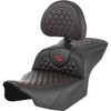 Saddlemen #823-07-189B4 - Roadsofa™ Seat - with Backrest - Honeycomb - Red Stitch - FLTR/FLHX '23-'24