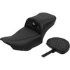 Saddlemen #823-07-190B5 - Roadsofa™ Extended Reach Seat - with Backrest - Honeycomb - Silver Stitch - FLTR/FLHX '23-'24