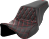 Saddlemen Step-Up Seat - Front Lattice Stitch - Red Stitch - FLH/FLT '08-'23