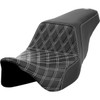 Saddlemen #808-07B-17206 - Step-Up Seat - Front Lattice Stitch - White Stitch - FLH/FLT '08-'23