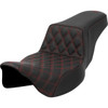 Saddlemen #808-07E-17204 - Step-Up Seat - Front Lattice Stitch - Red Stitch - Extended Reach - FLH/FLT '08-'23