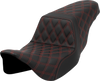 Saddlemen Step-Up Seat - Lattice Stitch - Red Stitch - FLH/FLT '08-'23