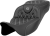 Saddlemen Extended Reach Roadsofa Seat - Lattice Stitch - Silver Stitch - without Backrest - FL '08-'24