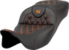 Saddlemen Extended Reach Roadsofa Seat - Lattice Stitch - Orange Stitch - without Backrest - FL '08-'24