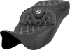 Saddlemen Extended Reach Roadsofa Seat - Lattice Stitch - White Stitch - without Backrest - FL '08-'24