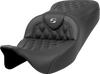 Saddlemen Roadsofa Seat - Lattice Stitch - Dark Gray Stitch - without Backrest - FLH/FLT '08-'23 (#A808-07B-182GRE)