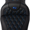 Saddlemen #808-07B-182B1 - Roadsofa™ Seat - with Backrest - Blue Stitch - FL '08-'23