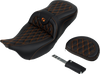 Saddlemen Roadsofa Seat - with Backrest - Orange Stitch - FL '08-'23