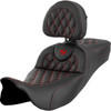 Saddlemen #808-07B-184B4 - Roadsofa™ Extended Reach Seat - Lattice Stitch - Red Stitch - with Backrest - FL '08-'24